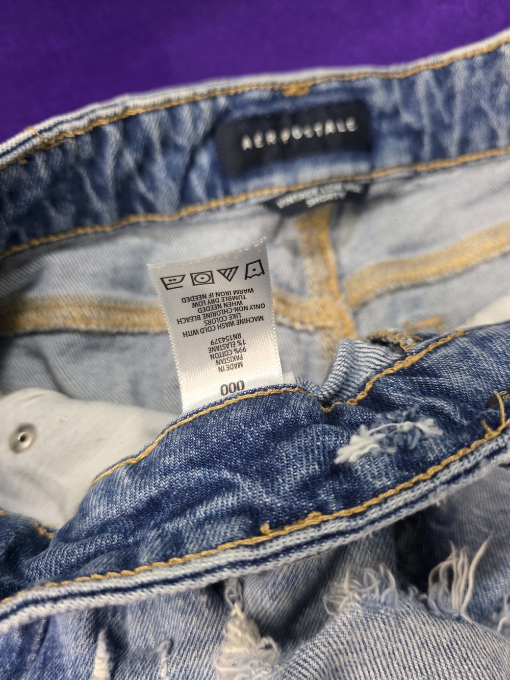 Aeropostale Vintage Denim  Low Rise Shorty Cut Off Shorts - Size 000 - Picture 4 of 9